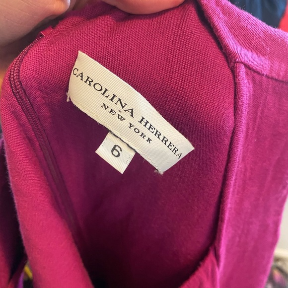 Carolina Herrera 100% Wool Sheath Dress Stretch Two Tone Peplum Sleeveless 6 - Picture 6 of 8